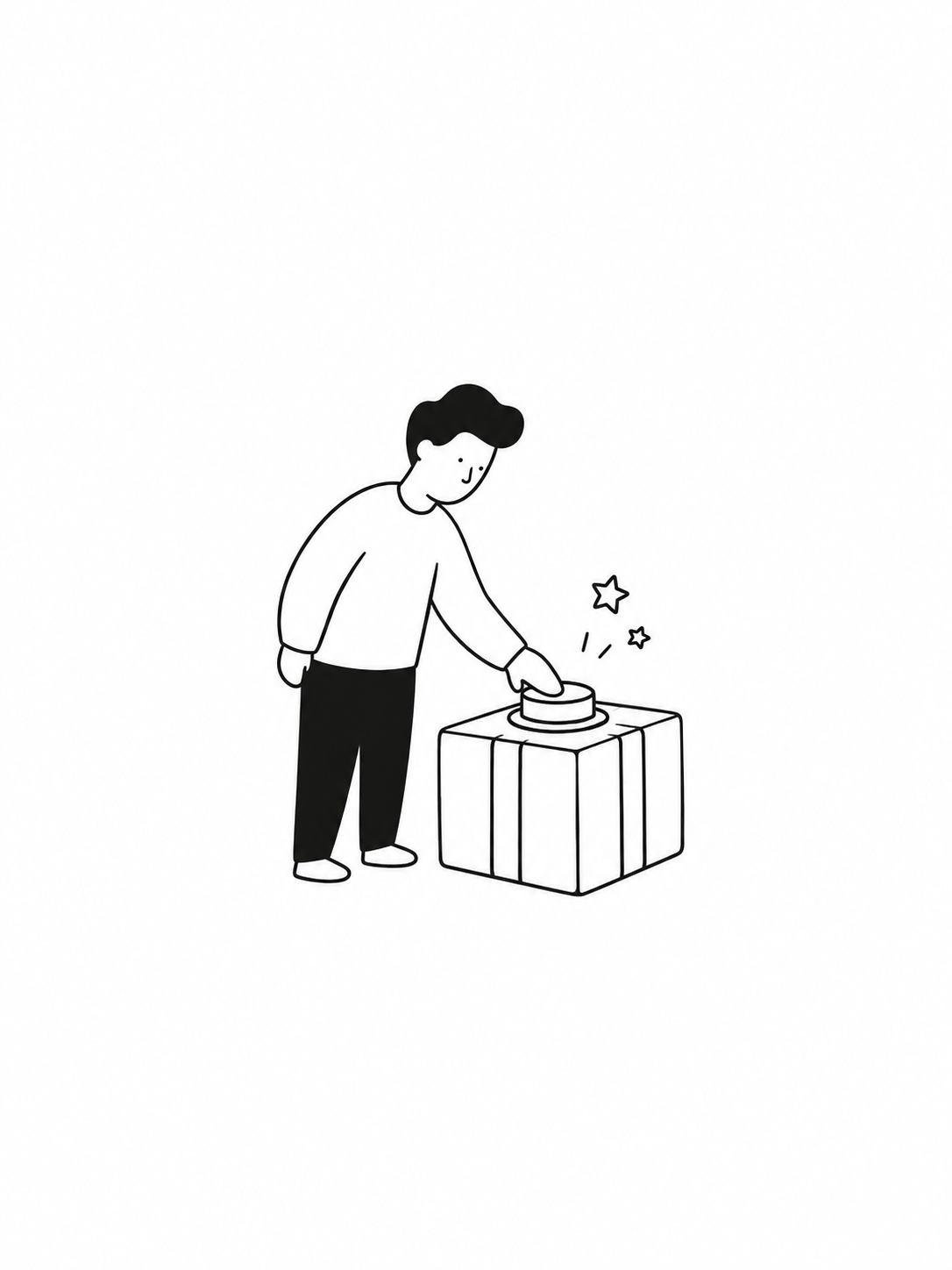 고객이 직접 참여하는 브랜드 경험을 표현한 흑백 스케치